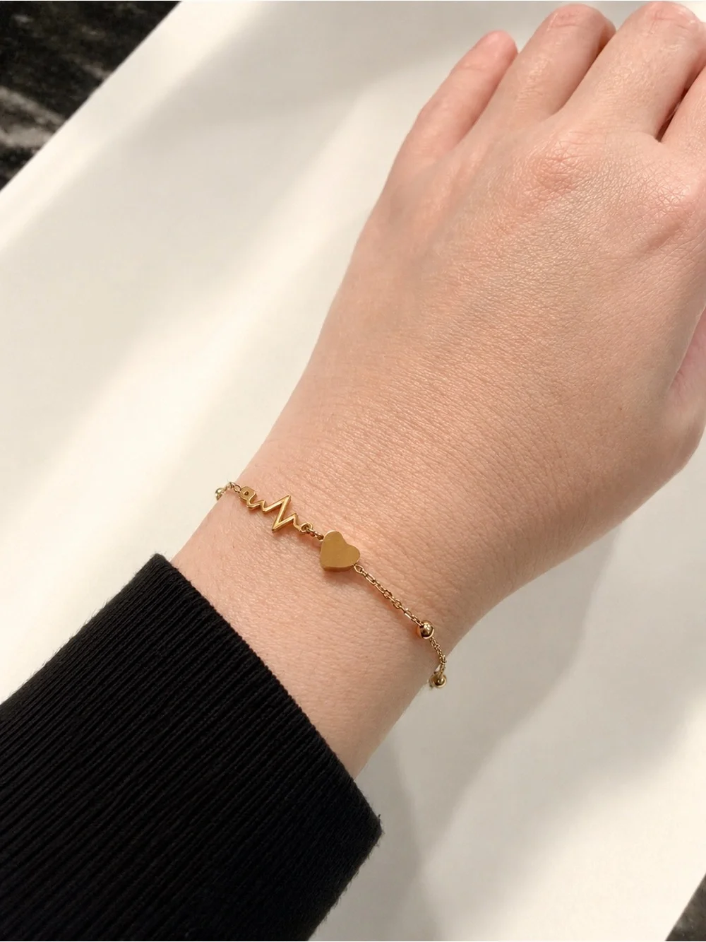 Gold Plated Heartbeat Heart Bracelet - Women Jewelry
